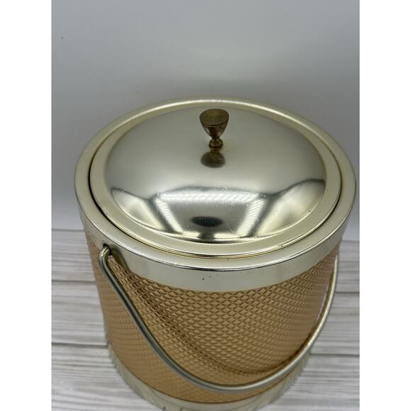 Vintage 1960s Gold Aluminum Ice Bucket Made in Italy Art Deco Retro - Picture 3 of 8